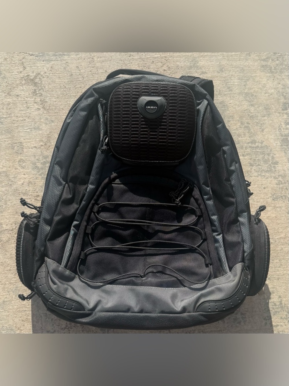 ICON Black Men's Backpack with Top Gear Pouch